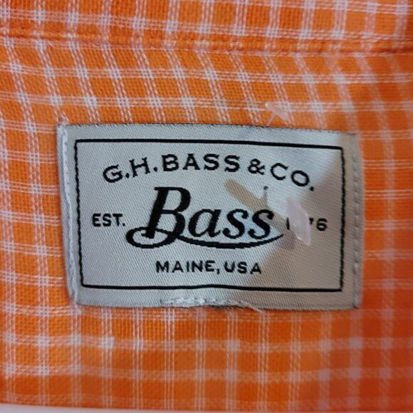 G.H. Bass Orange Gingham Plaid Button-Down Shirt  Womens Medium Preppy Gorpcore - Picture 5 of 9
